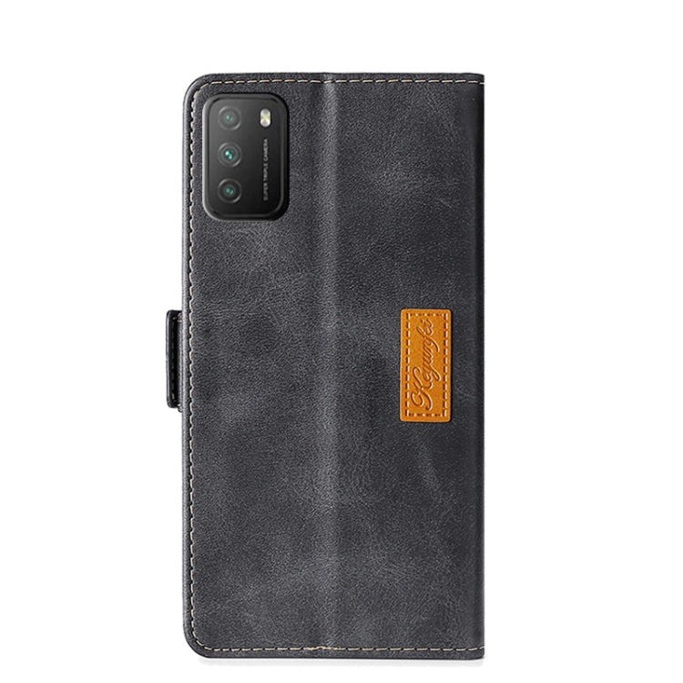 For Xiaomi Poco M3 Retro Texture Contrast Color Side Buckle Horizontal Flip Leather Case with Holder & Card Slots & Wallet