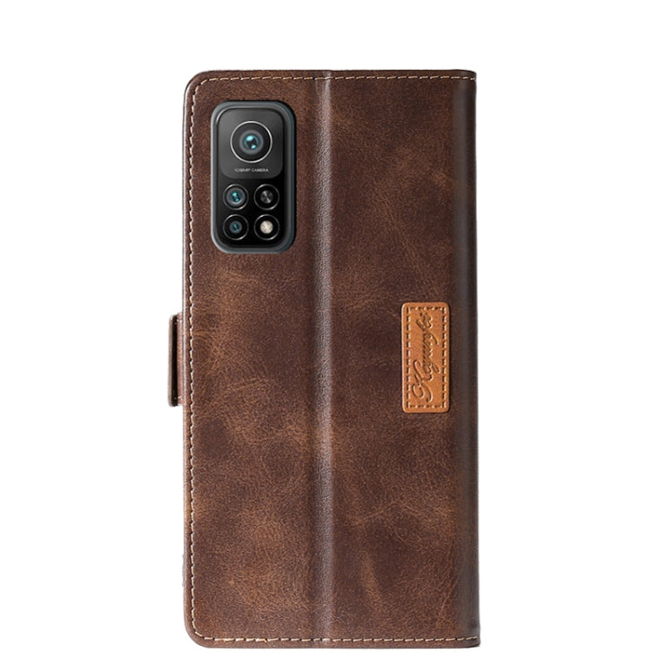 For Xiaomi Mi 10T / 10T Pro 5G Retro Texture Contrast Color Side Buckle Horizontal Flip Leather Case with Holder & Card Slots & Wallet