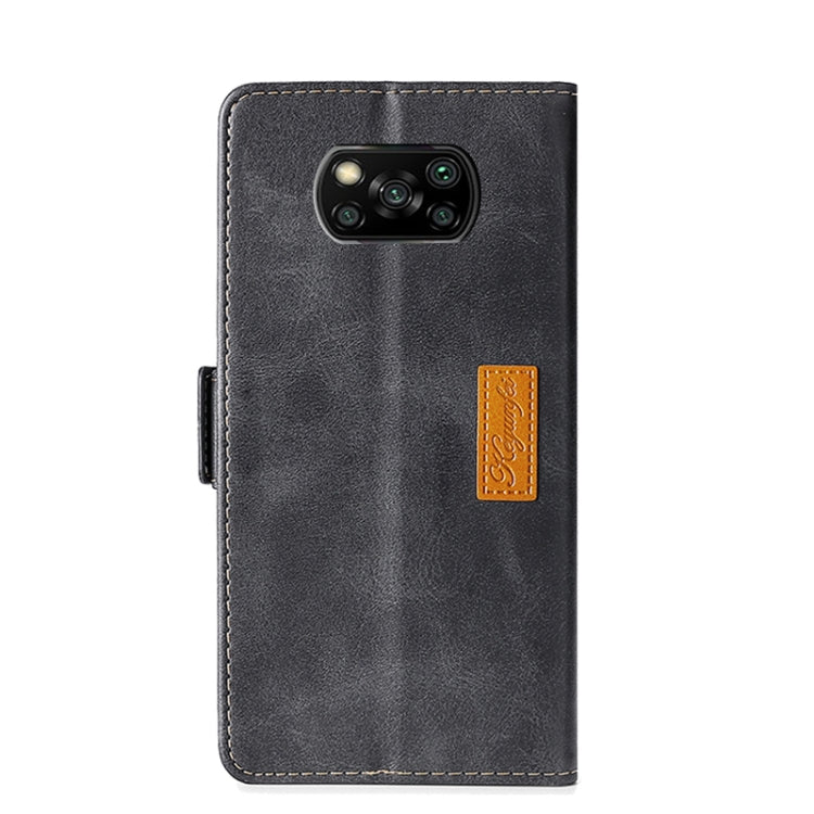 For Xiaomi Poco X3 NFC Retro Texture Contrast Color Side Buckle Horizontal Flip Leather Case with Holder & Card Slots & Wallet