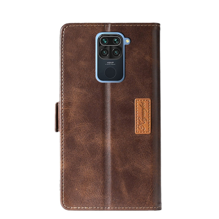 For Xiaomi Redmi Note 9 4G Retro Texture Contrast Color Side Buckle Horizontal Flip Leather Case with Holder & Card Slots & Wallet