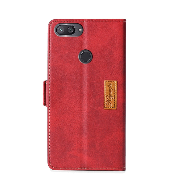 For Xiaomi Mi 8 Lite Retro Texture Contrast Color Side Buckle Horizontal Flip Leather Case with Holder & Card Slots & Wallet