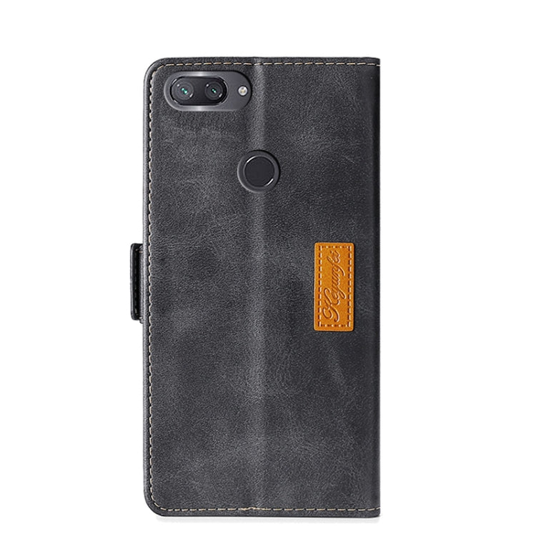 For Xiaomi Mi 8 Lite Retro Texture Contrast Color Side Buckle Horizontal Flip Leather Case with Holder & Card Slots & Wallet