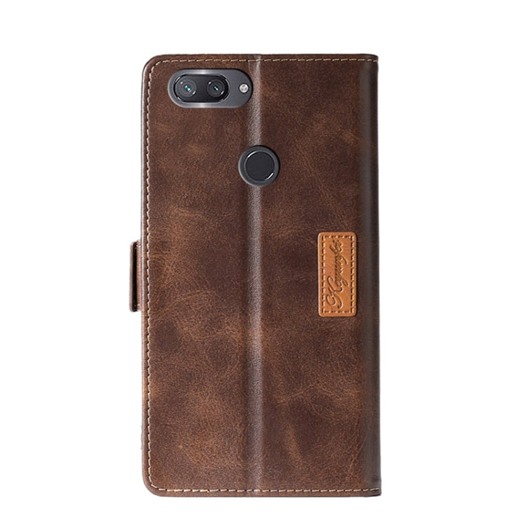 For Xiaomi Mi 8 Lite Retro Texture Contrast Color Side Buckle Horizontal Flip Leather Case with Holder & Card Slots & Wallet