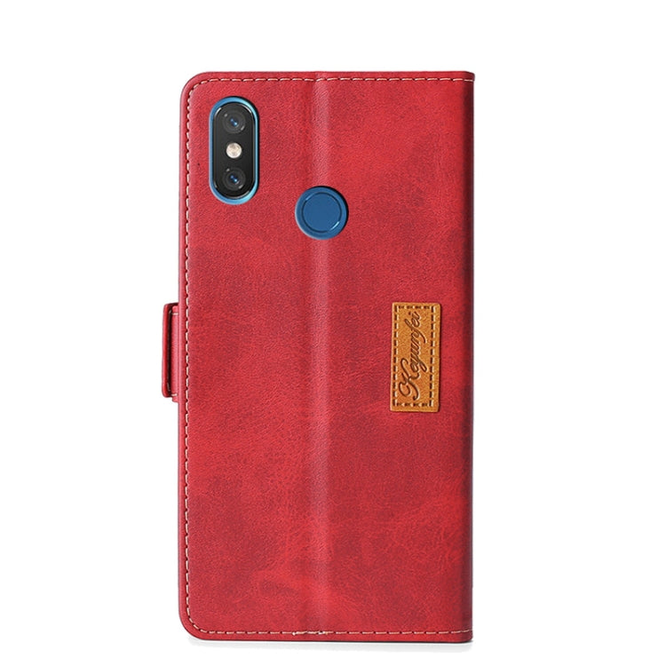 For Xiaomi Mi 8 Retro Texture Contrast Color Side Buckle Horizontal Flip Leather Case with Holder & Card Slots & Wallet