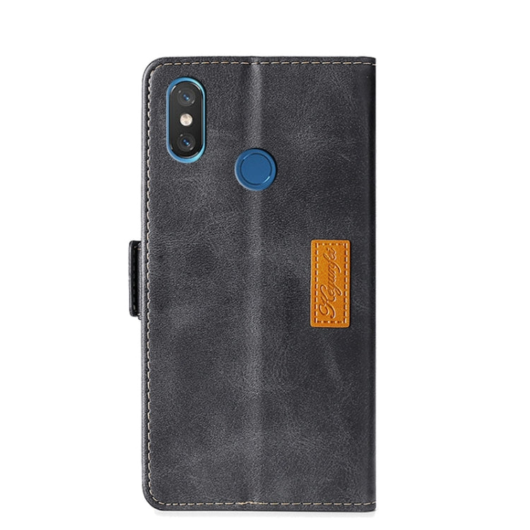 For Xiaomi Mi 8 Retro Texture Contrast Color Side Buckle Horizontal Flip Leather Case with Holder & Card Slots & Wallet