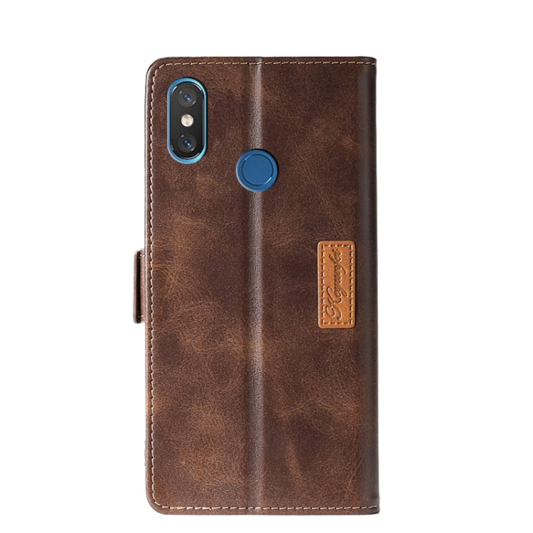 For Xiaomi Mi 8 Retro Texture Contrast Color Side Buckle Horizontal Flip Leather Case with Holder & Card Slots & Wallet