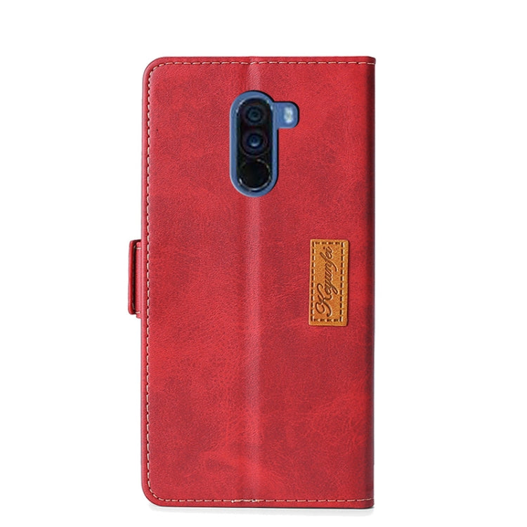 For Xiaomi Pocophone F1 Retro Texture Contrast Color Side Buckle Horizontal Flip Leather Case with Holder & Card Slots & Wallet