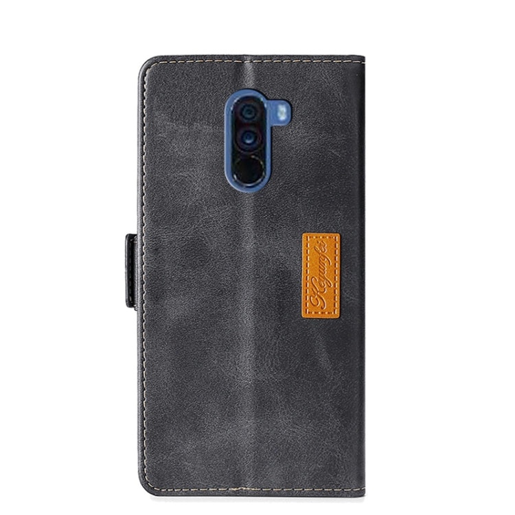 For Xiaomi Pocophone F1 Retro Texture Contrast Color Side Buckle Horizontal Flip Leather Case with Holder & Card Slots & Wallet