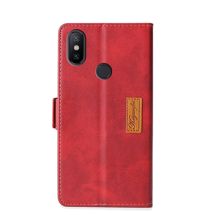 For Xiaomi Mi 6X / A2 Retro Texture Contrast Color Side Buckle Horizontal Flip Leather Case with Holder & Card Slots & Wallet