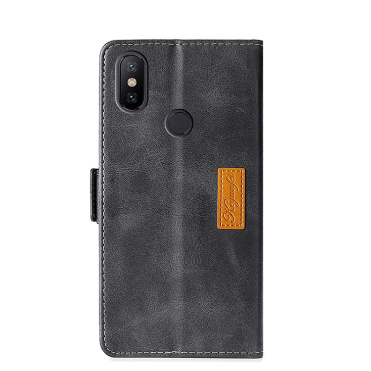 For Xiaomi Mi 6X / A2 Retro Texture Contrast Color Side Buckle Horizontal Flip Leather Case with Holder & Card Slots & Wallet