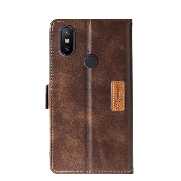 For Xiaomi Mi 6X / A2 Retro Texture Contrast Color Side Buckle Horizontal Flip Leather Case with Holder & Card Slots & Wallet