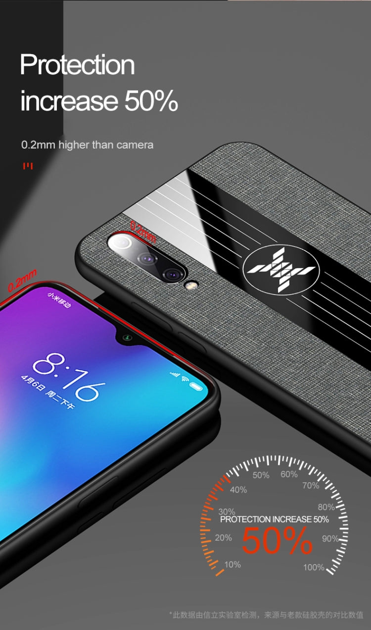 For Xiaomi Mi 9 XINLI Stitching Cloth Texture Shockproof TPU Protective Case