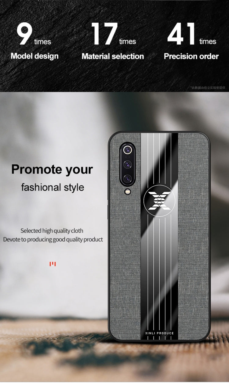 For Xiaomi Mi 9 XINLI Stitching Cloth Texture Shockproof TPU Protective Case