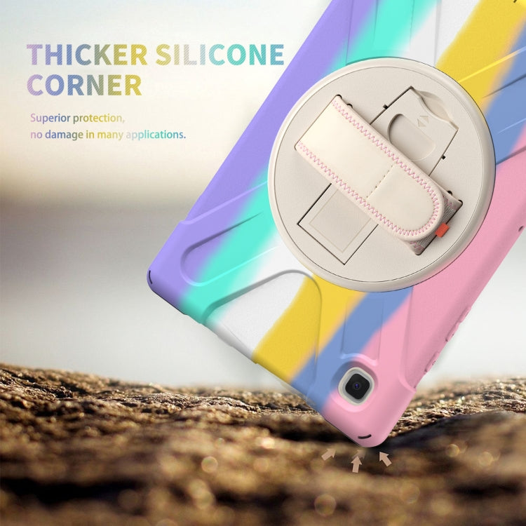 For Samsung Galaxy Tab A7 10.4(2020) T500 / T505 Shockproof Colorful Silicone + PC Protective Case with Holder & Shoulder Strap & Hand Strap