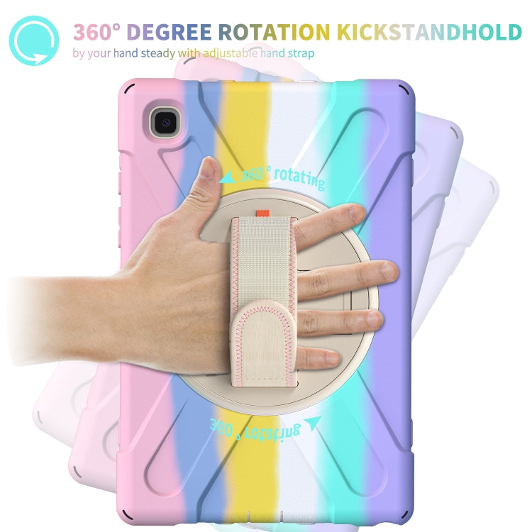 For Samsung Galaxy Tab A7 10.4(2020) T500 / T505 Shockproof Colorful Silicone + PC Protective Case with Holder & Shoulder Strap & Hand Strap
