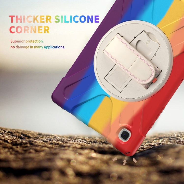 For Samsung Galaxy Tab A7 10.4(2020) T500 / T505 Shockproof Colorful Silicone + PC Protective Case with Holder & Shoulder Strap & Hand Strap