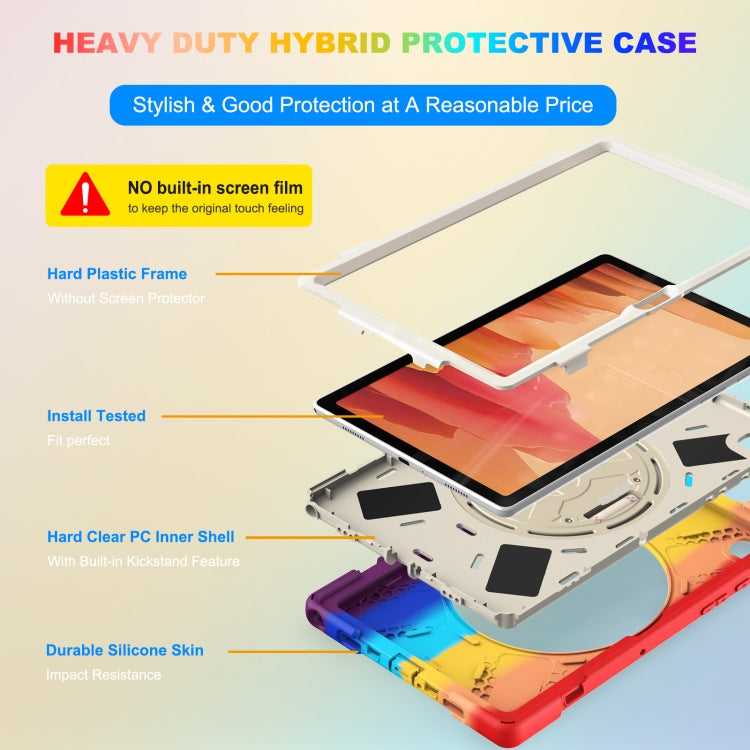 For Samsung Galaxy Tab A7 10.4(2020) T500 / T505 Shockproof Colorful Silicone + PC Protective Case with Holder & Shoulder Strap & Hand Strap