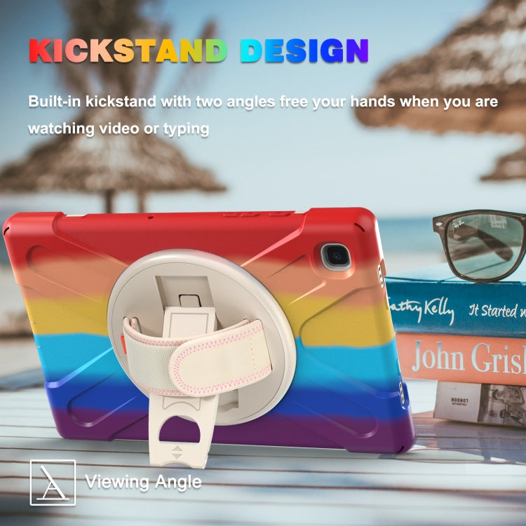 For Samsung Galaxy Tab A7 10.4(2020) T500 / T505 Shockproof Colorful Silicone + PC Protective Case with Holder & Shoulder Strap & Hand Strap