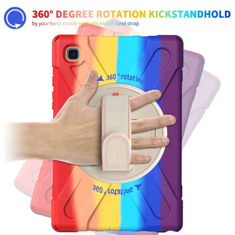 For Samsung Galaxy Tab A7 10.4(2020) T500 / T505 Shockproof Colorful Silicone + PC Protective Case with Holder & Shoulder Strap & Hand Strap