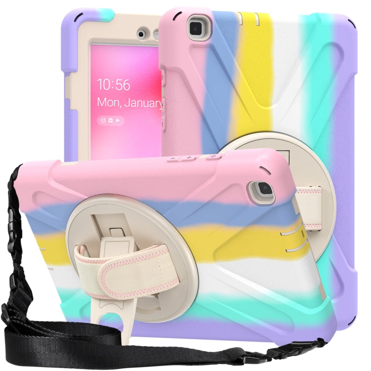 For Samsung Galaxy Tab A 8.0 (2019) T290 / T295 Shockproof Colorful Silicone + PC Protective Case with Holder & Shoulder Strap & Hand Strap