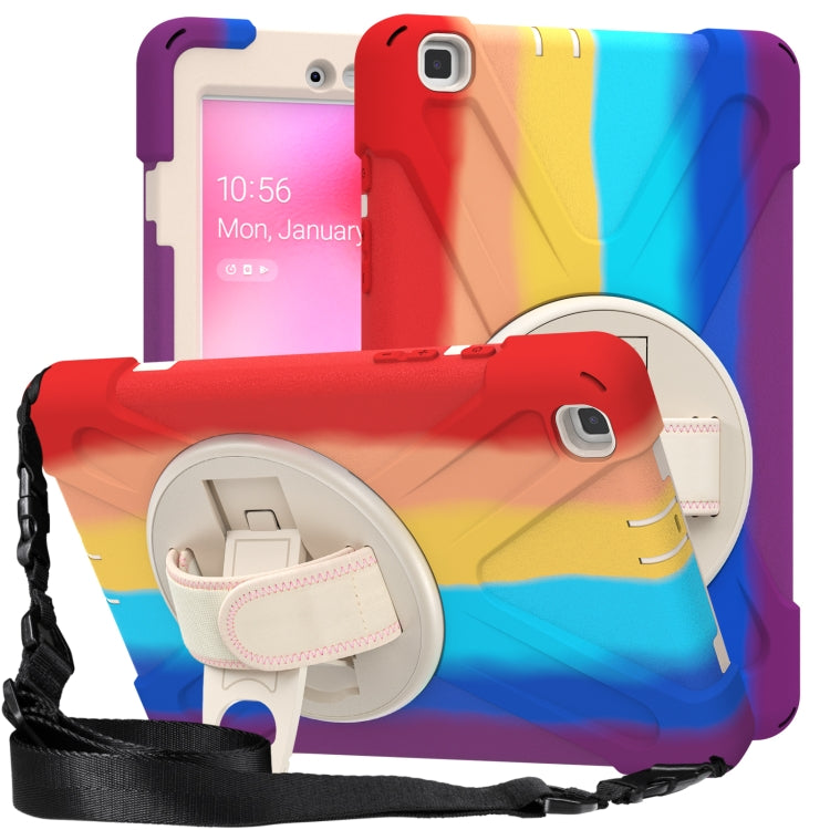 For Samsung Galaxy Tab A 8.0 (2019) T290 / T295 Shockproof Colorful Silicone + PC Protective Case with Holder & Shoulder Strap & Hand Strap