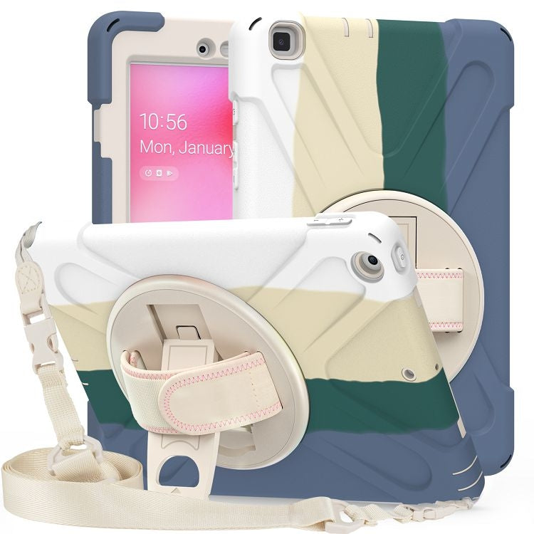 For Samsung Galaxy Tab A 8.0 (2019) T290 / T295 Shockproof Colorful Silicone + PC Protective Case with Holder & Shoulder Strap & Hand Strap
