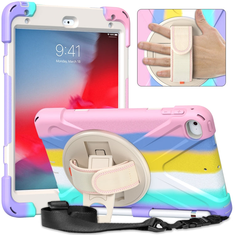 Shockproof Colorful Silicone + PC Protective Case with Holder & Shoulder Strap & Hand Strap For iPad Mini (2019)