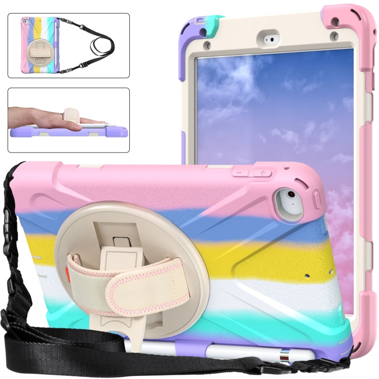 Shockproof Colorful Silicone + PC Protective Case with Holder & Shoulder Strap & Hand Strap For iPad Mini (2019)