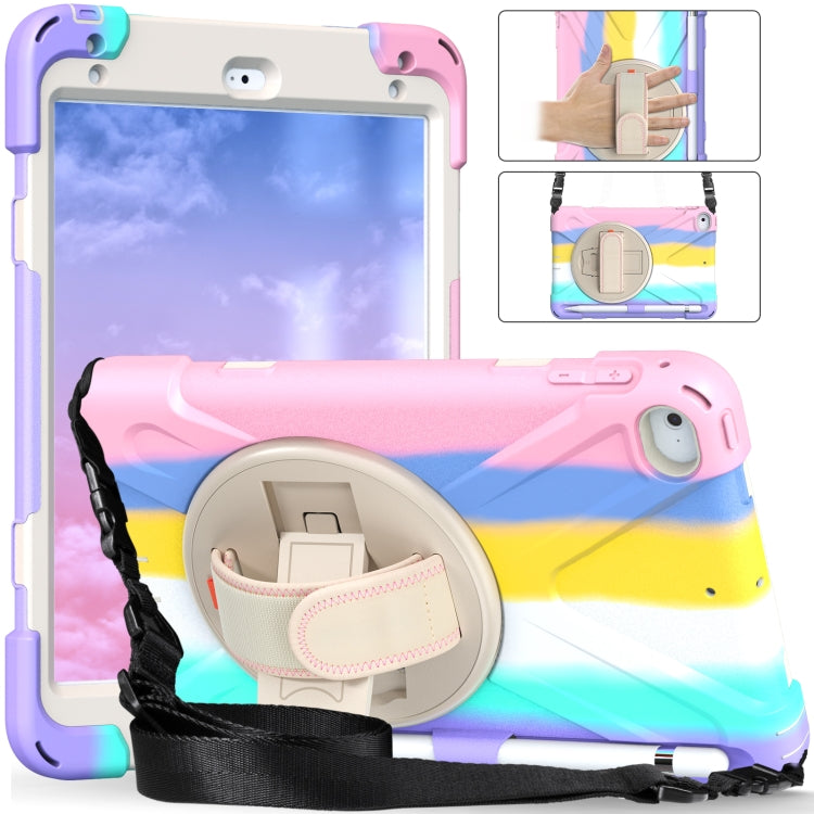 Shockproof Colorful Silicone + PC Protective Case with Holder & Shoulder Strap & Hand Strap For iPad Mini (2019)