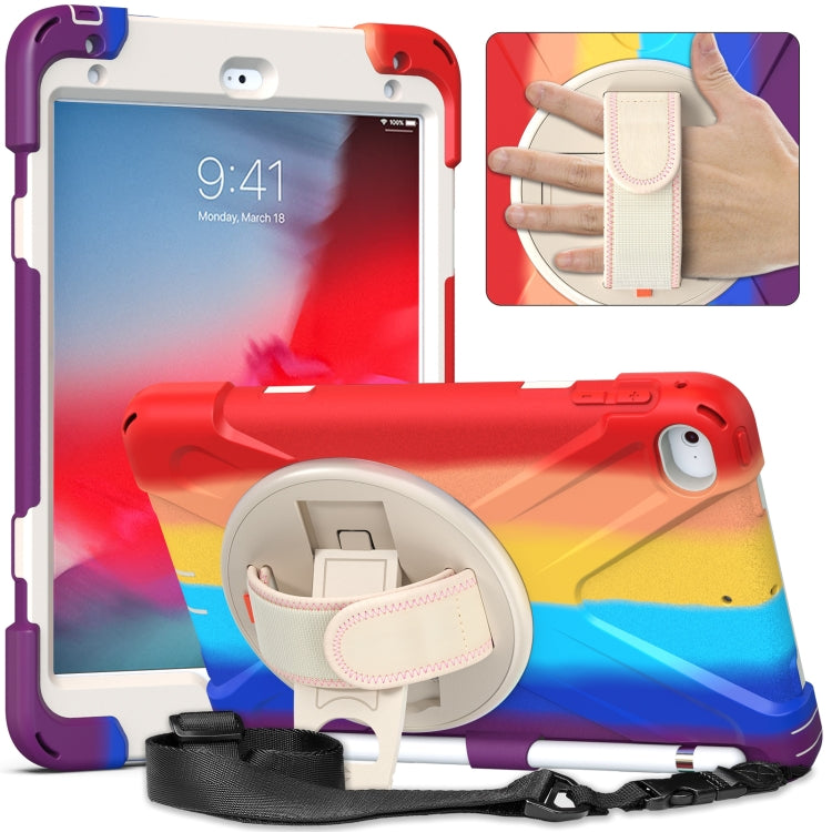 Shockproof Colorful Silicone + PC Protective Case with Holder & Shoulder Strap & Hand Strap For iPad Mini (2019)