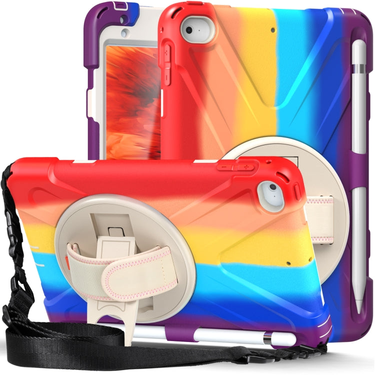 Shockproof Colorful Silicone + PC Protective Case with Holder & Shoulder Strap & Hand Strap For iPad Mini (2019)