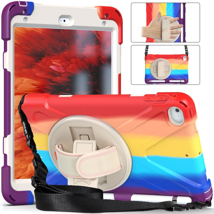 Shockproof Colorful Silicone + PC Protective Case with Holder & Shoulder Strap & Hand Strap For iPad Mini (2019)
