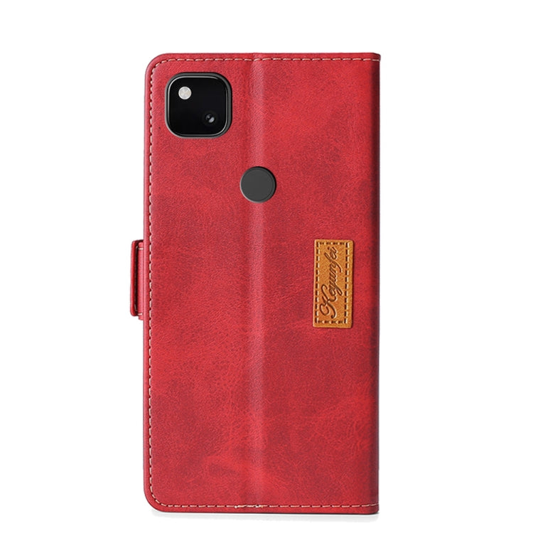 Retro Texture Contrast Color Side Buckle Horizontal Flip Leather Case with Holder & Card Slots & Wallet For Google Pixel 4a