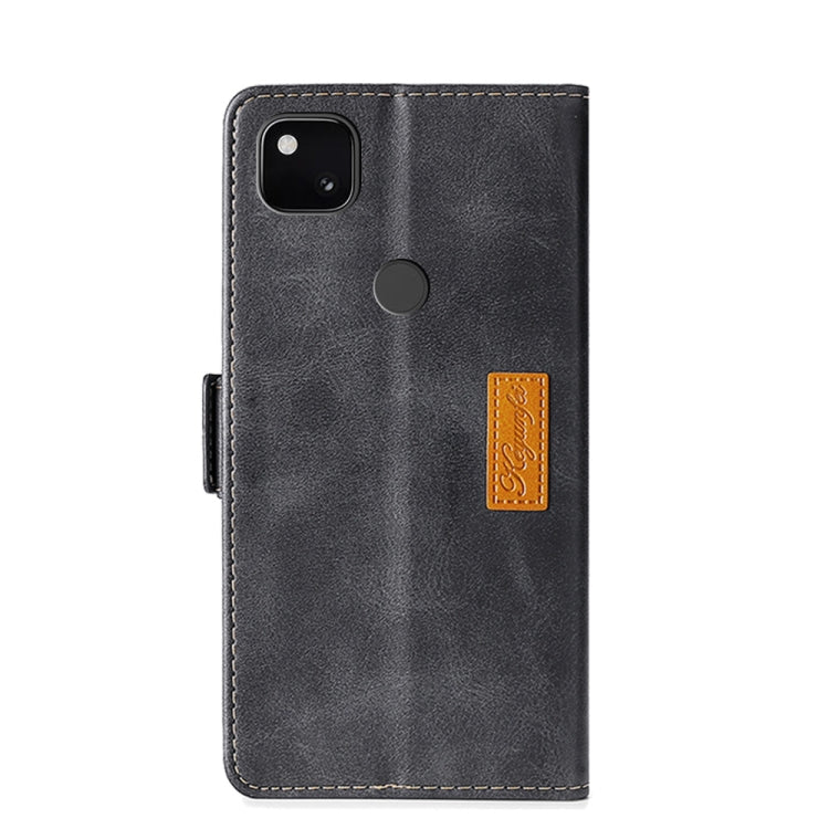 Retro Texture Contrast Color Side Buckle Horizontal Flip Leather Case with Holder & Card Slots & Wallet For Google Pixel 4a