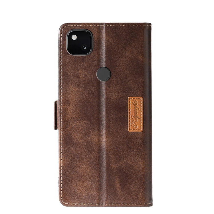 Retro Texture Contrast Color Side Buckle Horizontal Flip Leather Case with Holder & Card Slots & Wallet For Google Pixel 4a