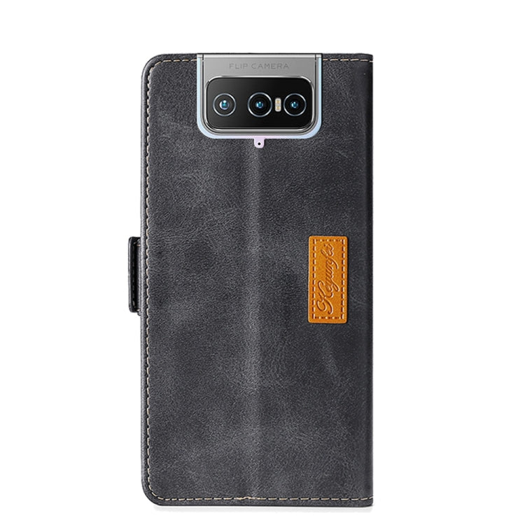 Retro Texture Contrast Color Side Buckle Horizontal Flip Leather Case with Holder & Card Slots & Wallet For Asus Zenfone 7 Pro ZS671KS