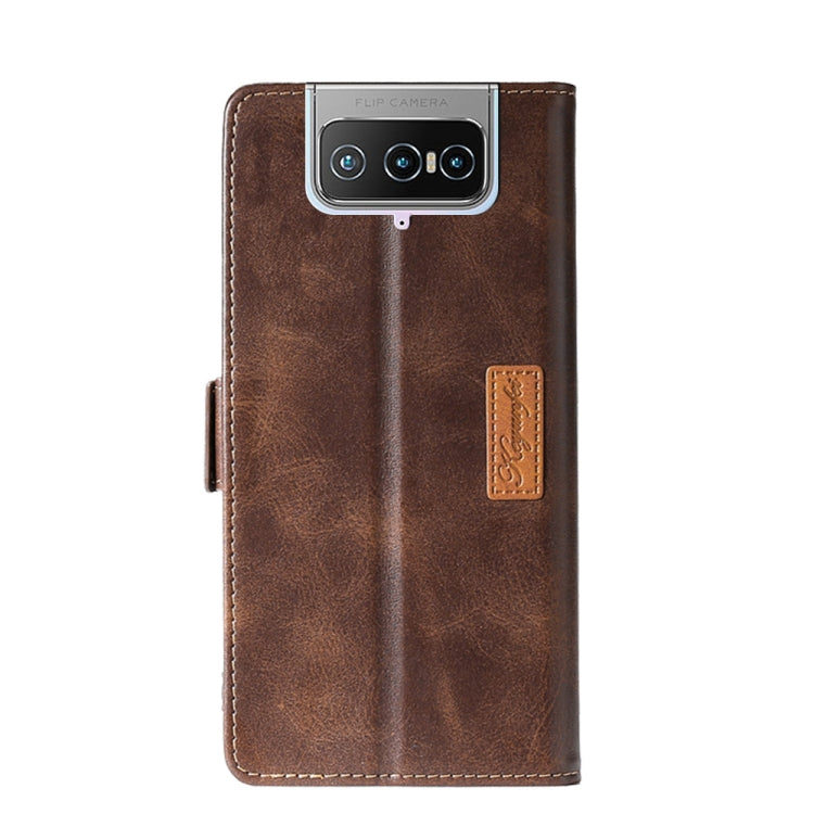 Retro Texture Contrast Color Side Buckle Horizontal Flip Leather Case with Holder & Card Slots & Wallet For Asus Zenfone 7 Pro ZS671KS