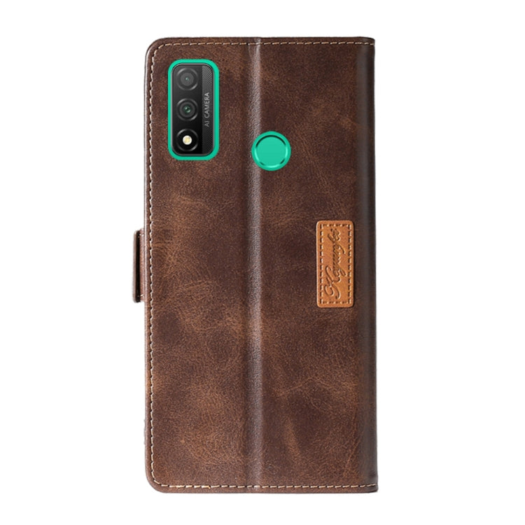 For Huawei P smart 2020 Retro Texture Contrast Color Side Buckle Horizontal Flip Leather Case with Holder & Card Slots & Wallet