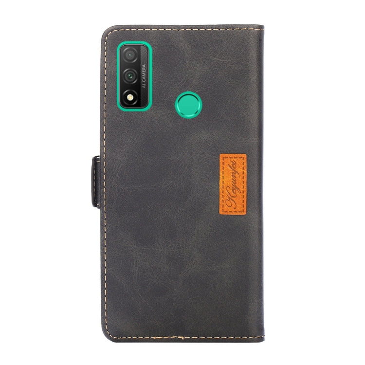 For Huawei P smart 2020 Retro Texture Contrast Color Side Buckle Horizontal Flip Leather Case with Holder & Card Slots & Wallet