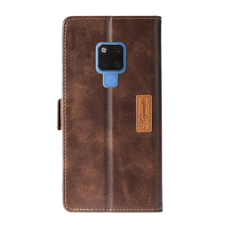 For Huawei Mate 20 Retro Texture Contrast Color Side Buckle Horizontal Flip Leather Case with Holder & Card Slots & Wallet