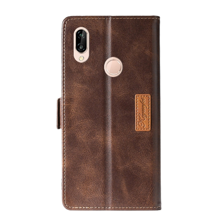 For Huawei Nova 3e Retro Texture Contrast Color Side Buckle Horizontal Flip Leather Case with Holder & Card Slots & Wallet