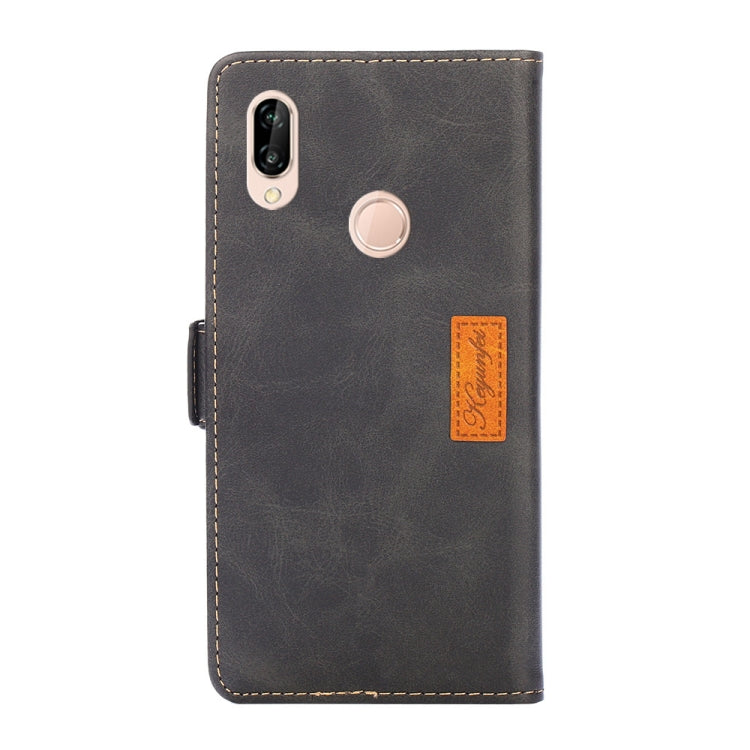 For Huawei Nova 3e Retro Texture Contrast Color Side Buckle Horizontal Flip Leather Case with Holder & Card Slots & Wallet