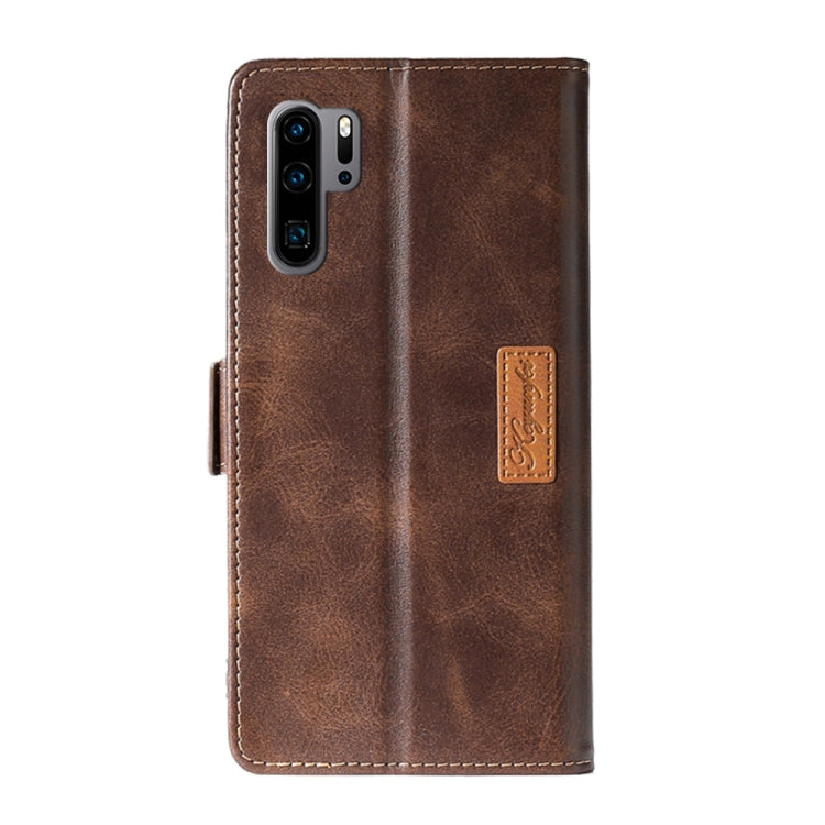 For Huawei P30 Pro Retro Texture Contrast Color Side Buckle Horizontal Flip Leather Case with Holder & Card Slots & Wallet