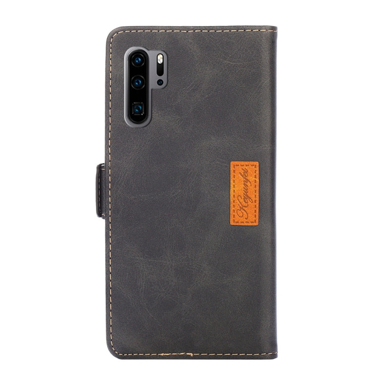For Huawei P30 Pro Retro Texture Contrast Color Side Buckle Horizontal Flip Leather Case with Holder & Card Slots & Wallet