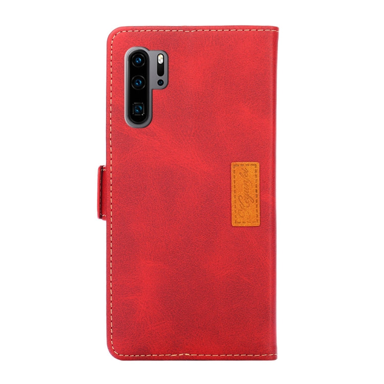 For Huawei P30 Pro Retro Texture Contrast Color Side Buckle Horizontal Flip Leather Case with Holder & Card Slots & Wallet