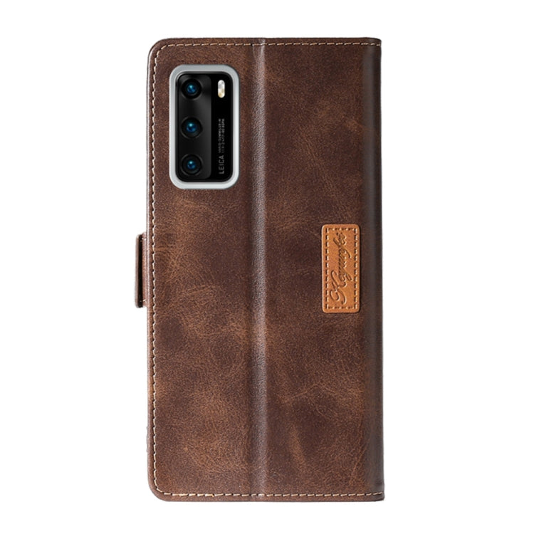 For Huawei P40 Retro Texture Contrast Color Side Buckle Horizontal Flip Leather Case with Holder & Card Slots & Wallet