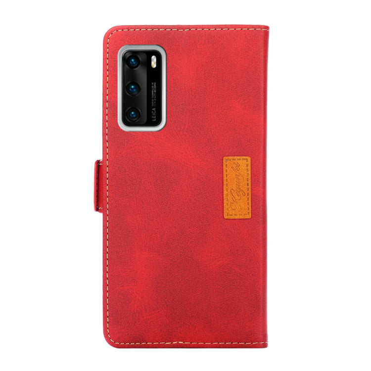 For Huawei P40 Retro Texture Contrast Color Side Buckle Horizontal Flip Leather Case with Holder & Card Slots & Wallet