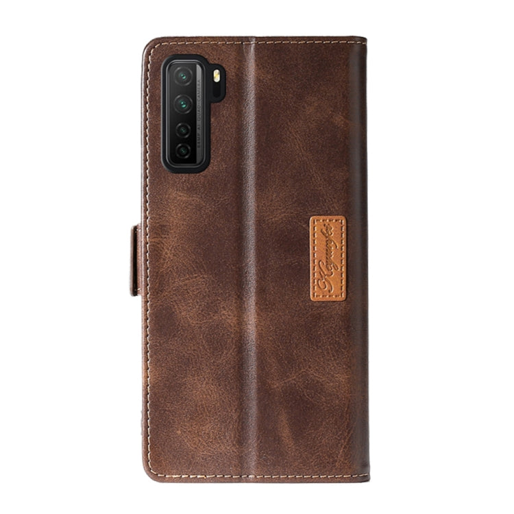 For Huawei P40 Lite Retro Texture Contrast Color Side Buckle Horizontal Flip Leather Case with Holder & Card Slots & Wallet