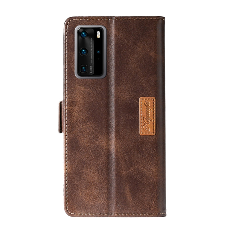 For Huawei P40 Pro Retro Texture Contrast Color Side Buckle Horizontal Flip Leather Case with Holder & Card Slots & Wallet