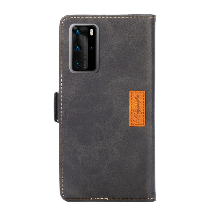 For Huawei P40 Pro Retro Texture Contrast Color Side Buckle Horizontal Flip Leather Case with Holder & Card Slots & Wallet